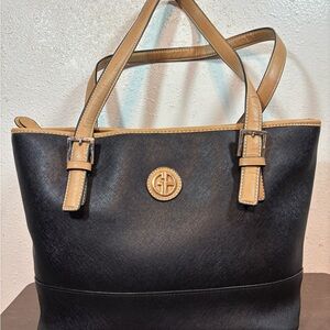 Giani Bernini Black and Tan Tote Bag